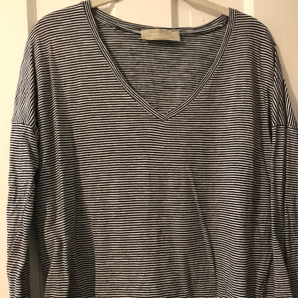 Zara Stripe V Neck Tee